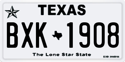 TX license plate BXK1908