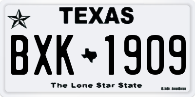 TX license plate BXK1909