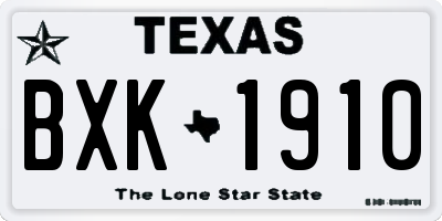 TX license plate BXK1910