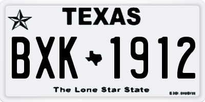 TX license plate BXK1912