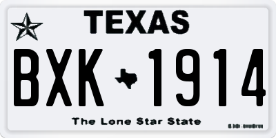 TX license plate BXK1914