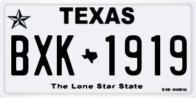 TX license plate BXK1919