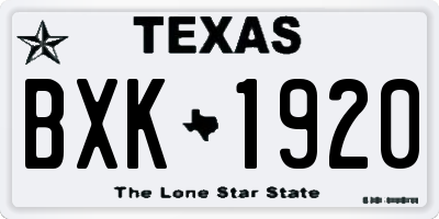 TX license plate BXK1920