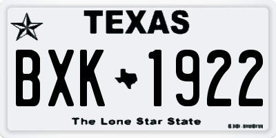 TX license plate BXK1922