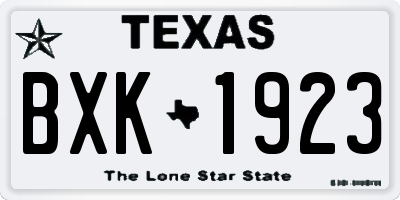 TX license plate BXK1923