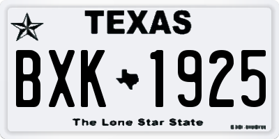 TX license plate BXK1925