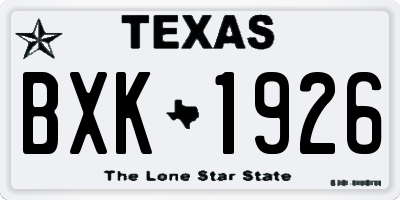 TX license plate BXK1926