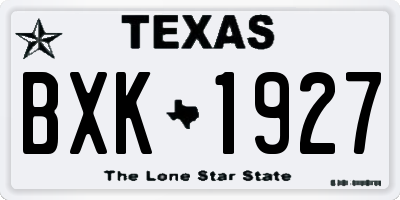 TX license plate BXK1927