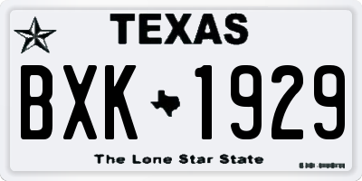TX license plate BXK1929
