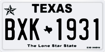TX license plate BXK1931