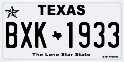 TX license plate BXK1933