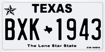 TX license plate BXK1943