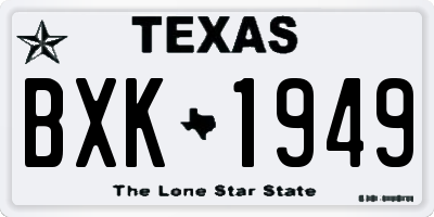 TX license plate BXK1949