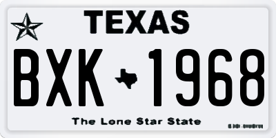 TX license plate BXK1968