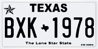 TX license plate BXK1978