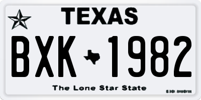 TX license plate BXK1982