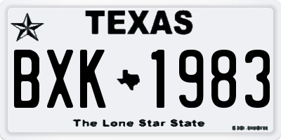 TX license plate BXK1983