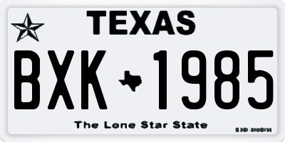 TX license plate BXK1985