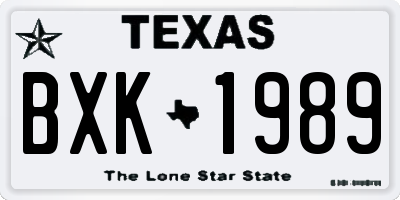TX license plate BXK1989