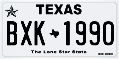 TX license plate BXK1990