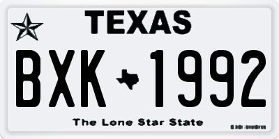 TX license plate BXK1992