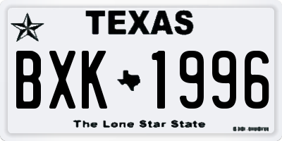 TX license plate BXK1996