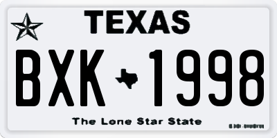 TX license plate BXK1998