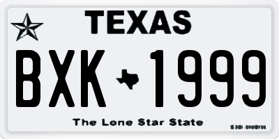 TX license plate BXK1999