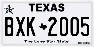 TX license plate BXK2005