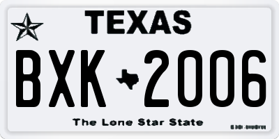 TX license plate BXK2006