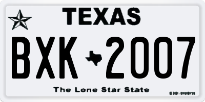 TX license plate BXK2007