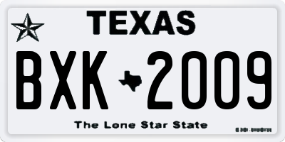 TX license plate BXK2009