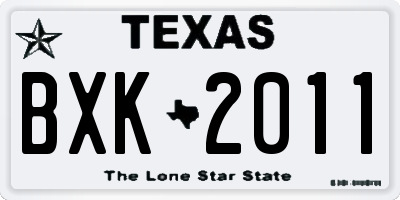 TX license plate BXK2011
