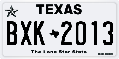 TX license plate BXK2013