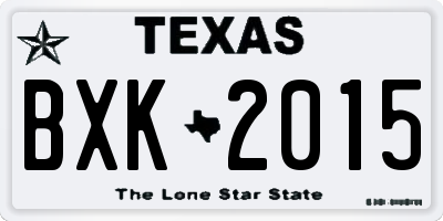 TX license plate BXK2015