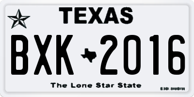 TX license plate BXK2016