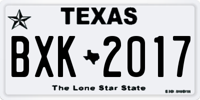TX license plate BXK2017