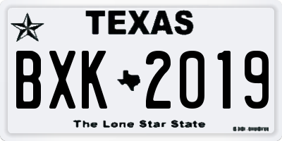 TX license plate BXK2019