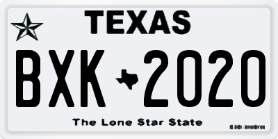TX license plate BXK2020