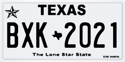 TX license plate BXK2021