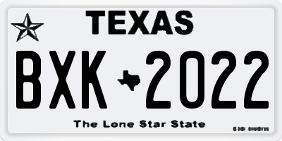 TX license plate BXK2022