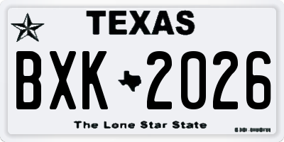 TX license plate BXK2026
