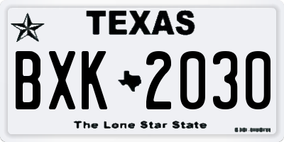 TX license plate BXK2030