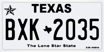 TX license plate BXK2035