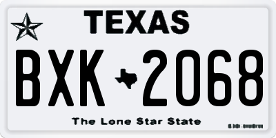 TX license plate BXK2068