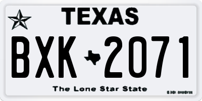 TX license plate BXK2071