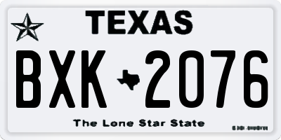 TX license plate BXK2076
