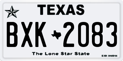 TX license plate BXK2083