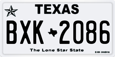 TX license plate BXK2086