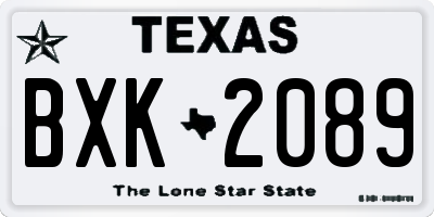 TX license plate BXK2089
